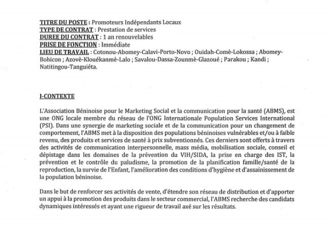 L’ABMS recrute 90 promoteurs indépendants locaux