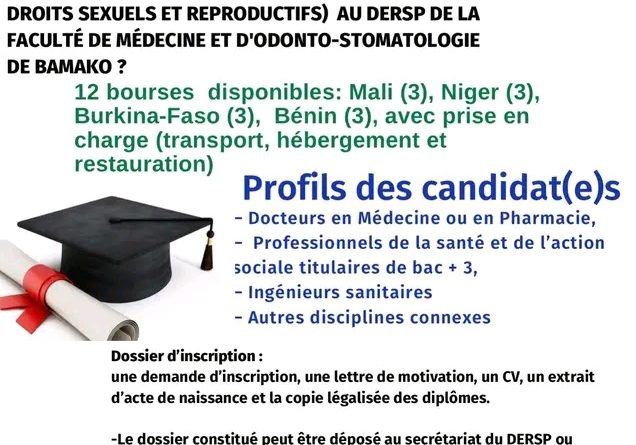 Appel à candidature : 12 bourses d’études en Santé, Droits Sexuels et Reproductifs