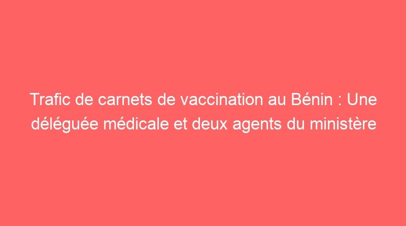 Trafic de carnets de vaccination au Bénin : Une déléguée médicale et deux agents du ministère de la santé arrêtés