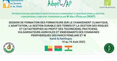 Projet Adapt-WAP : l’Atacora accueille une formation des formateurs sur  le changement climatique, la gestion durable des terres et la gestion  des risques et catastrophes