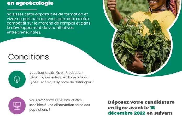 ECLOSIO recrute 15 jeunes pour une formation en agroécologie au Bénin